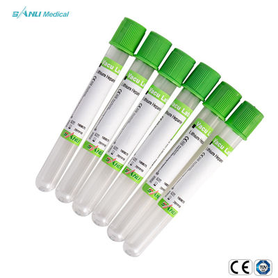 Μίας χρήσης πράσινος σωλήνας ηπαρίνης 2ml λίθιου γυαλιού για τη συλλογή αίματος
