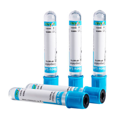 Δοκιμαστικοί σωλήνες πήξης CE ISO Blue Top Glass με 3,2% πρόσθετο κιτρικού νατρίου