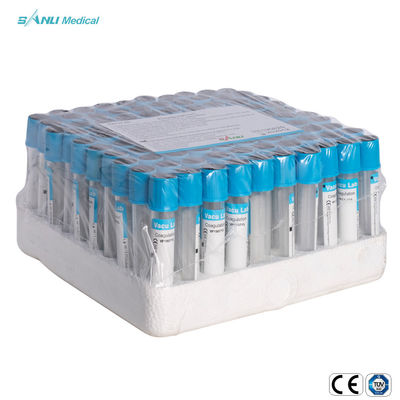 Δοκιμαστικοί σωλήνες πήξης CE ISO Blue Top Glass με 3,2% πρόσθετο κιτρικού νατρίου