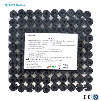 Μαύρος τοπ σωλήνας 13x75mm 1.6ml ποσοστού ιζηματογένεσης ερυθροκυττάρων αποστειρωμένο