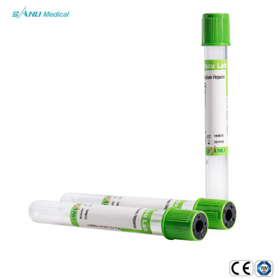 Πράσινοι τοπ σωλήνες 4ml η ιατρική μίας χρήσης PET συλλογής αίματος πλάσματος ηπαρίνης νατρίου του ISO