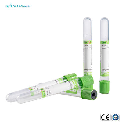 Πράσινοι τοπ σωλήνες 4ml η ιατρική μίας χρήσης PET συλλογής αίματος πλάσματος ηπαρίνης νατρίου του ISO